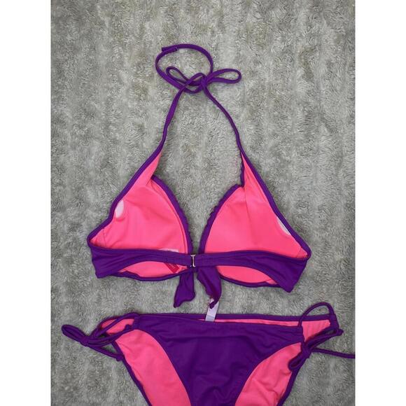Victoria's Secret purple Capri ruffle halter string bikini set Size 32D/Medium - Picture 6 of 9
